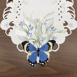 Butterfly Wildflower Embroidered Table Runner